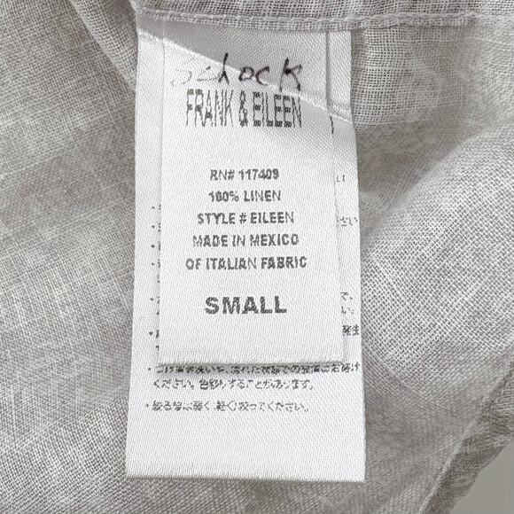 Frank & Eileen Linen Floral Eileen Button Down Shirt Small Neutral Lagenlook - Picture 9 of 12